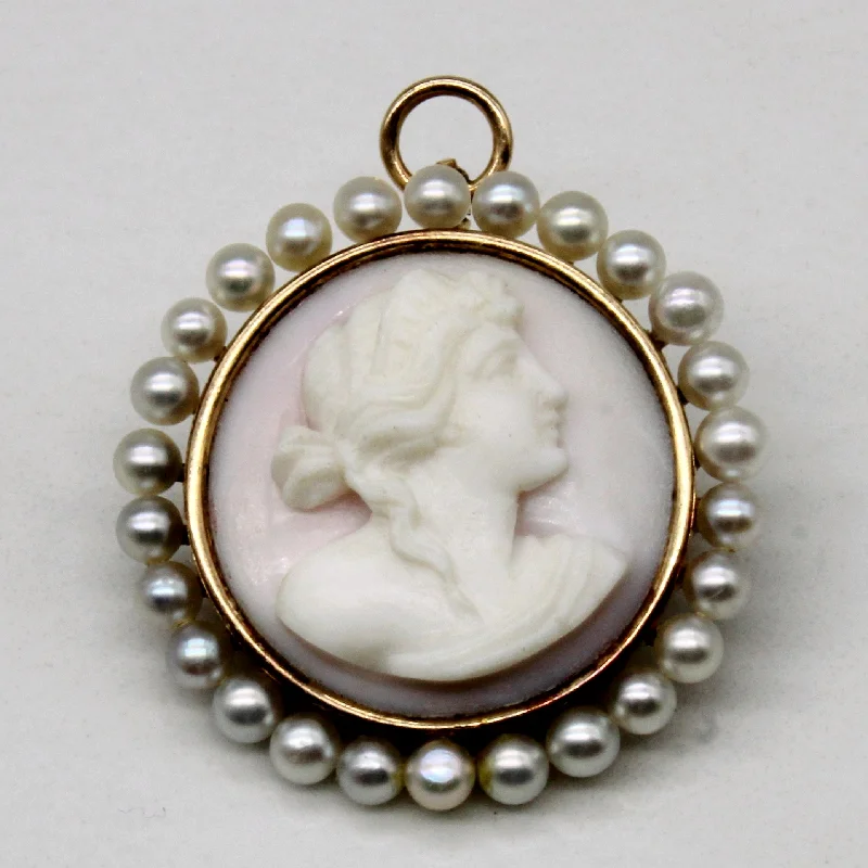 Seashell & Pearl Cameo Brooch & Pendant | 7.00ct |