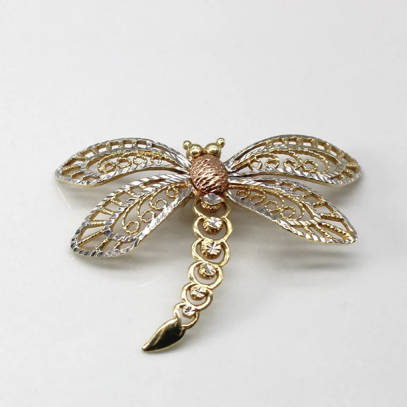 Two Tone Gold Dragonfly Brooch