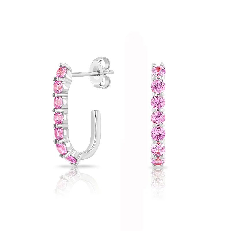 casual earrings for women -Pink Sapphire Sparkler Pin Earrings