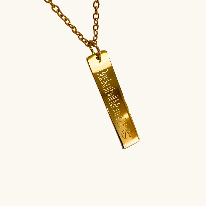 modern necklaces for women -Gold Custom Vertical Bar Necklace