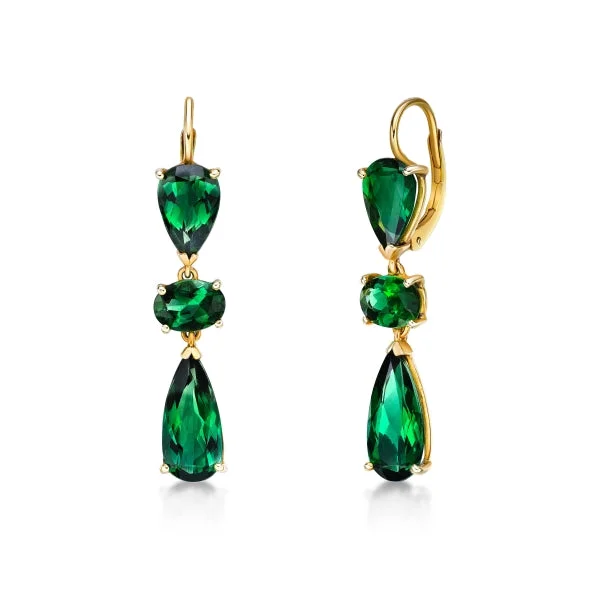 minimalist earrings for women -Donna Lacis - Green Tourmaline  Hanging Earrings