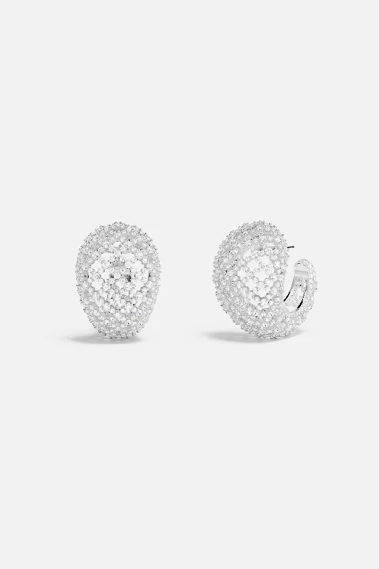 pearl earrings for women -Maille Rivet Pavé Earrings