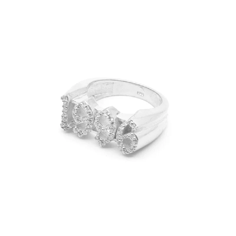 classic rings for women -The Silver Old English Iced Year Ring