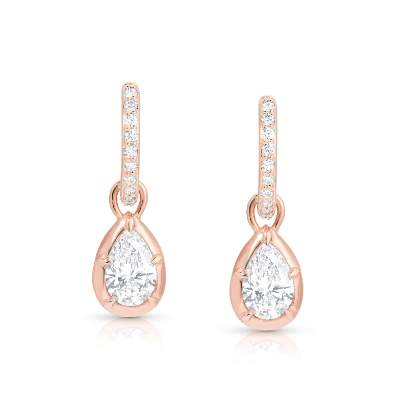 hoop earrings for women -Pear Rosette Pave Hoop Earrings