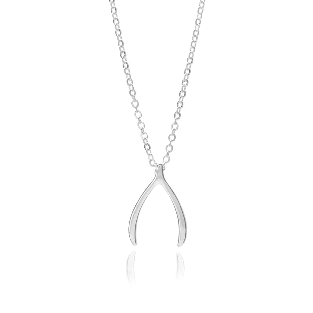 elegant pearl necklaces for brides -Silver Wishbone