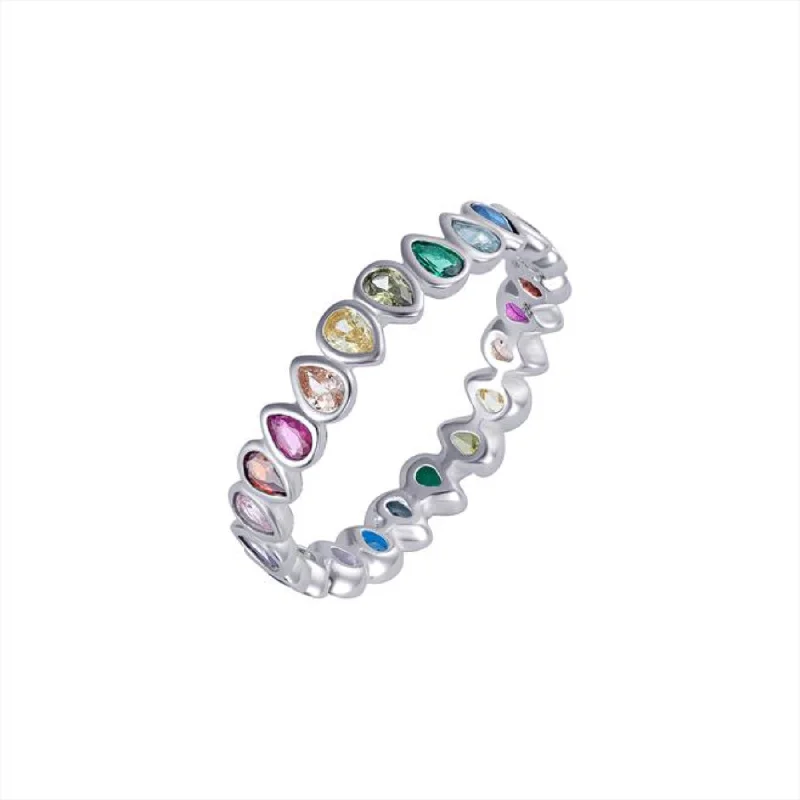 sapphire rings for women -Multi Coloured CZ Ring - Sterling Silver