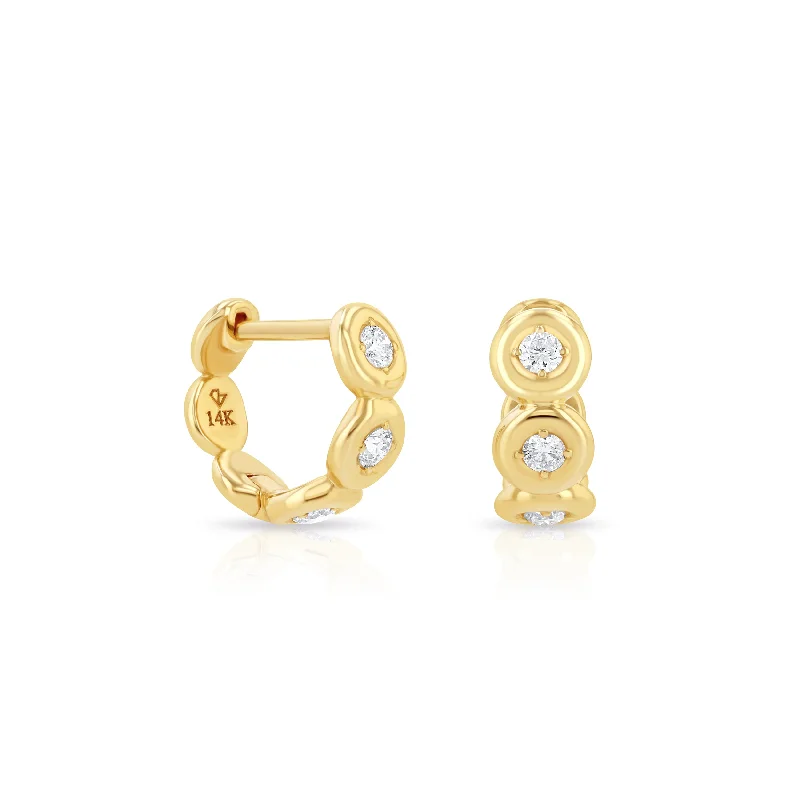 trendy earrings for women -Mini Orb Huggies