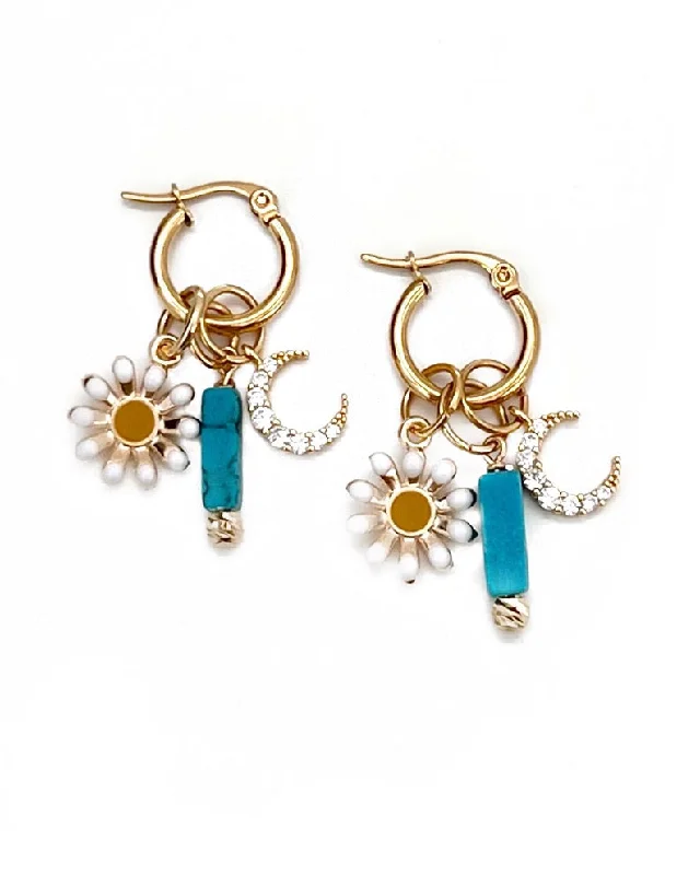 big hoop earrings for women -Daisy Charm Hoop Earrings