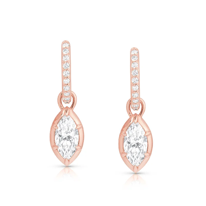 gemstone earrings for women -Marquise Rosette Pave Hoop Earrings