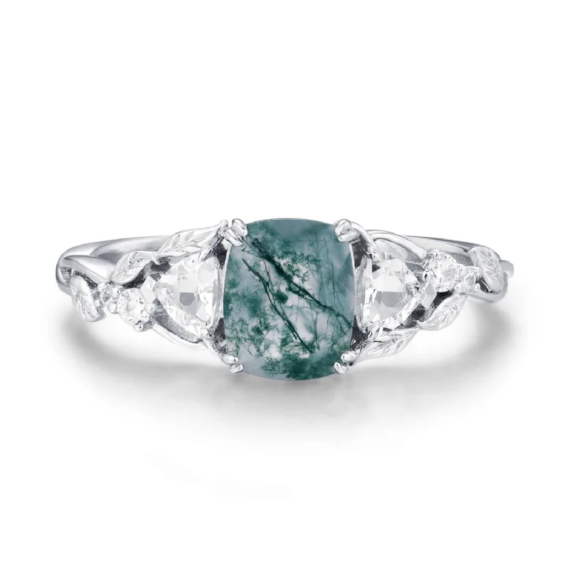 birthstone necklaces for women -Starlight Serenade Moss Agate Ring