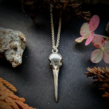 minimalistic silver necklaces for women -Hummingbird Skull Necklace