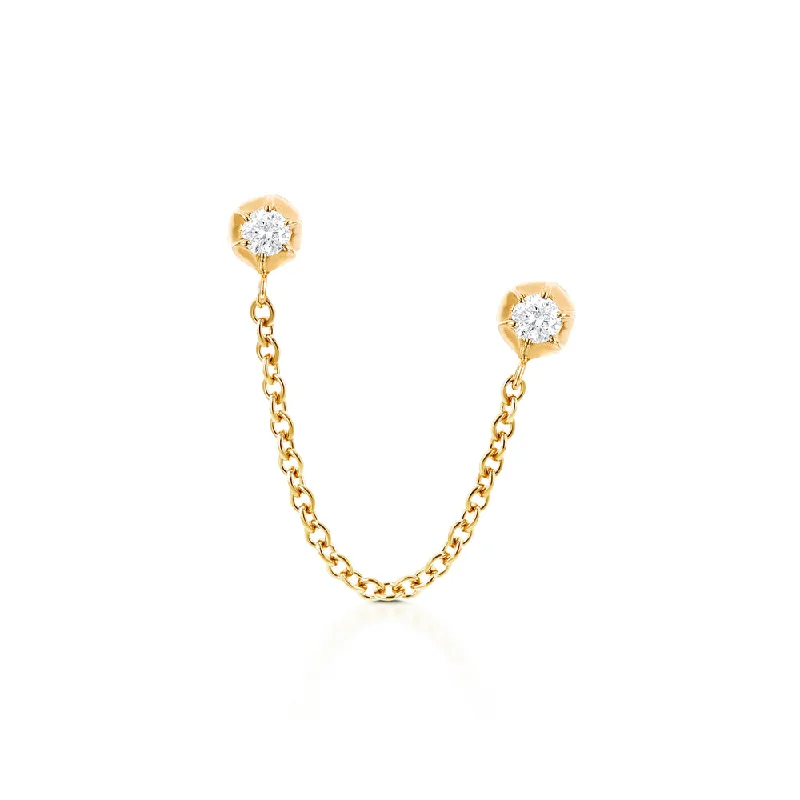 big statement earrings for women -Rosebud Ear Chain