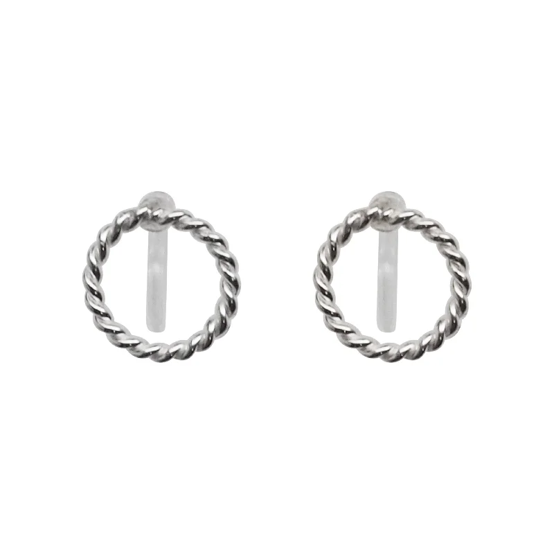 drop earrings for women -925 Sterling Silver Textured Circle Invisible Clip On Stud Earrings