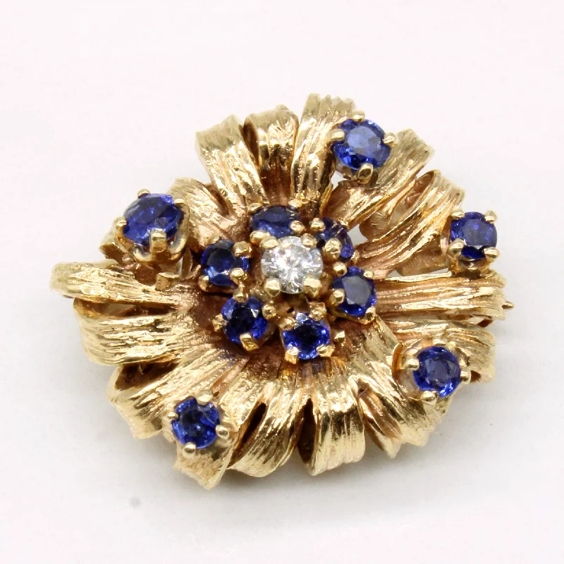 Sapphire & Diamond 14k Brooch | 0.58ctw, 0.11ct |