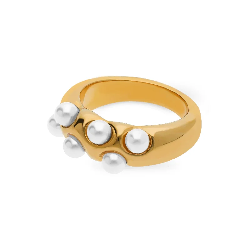 sapphire rings for women -Pearl ring gold