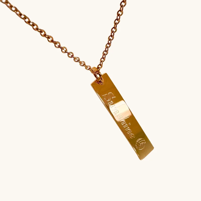 engraved gold necklaces for women -Custom Vertical Bar Necklace II