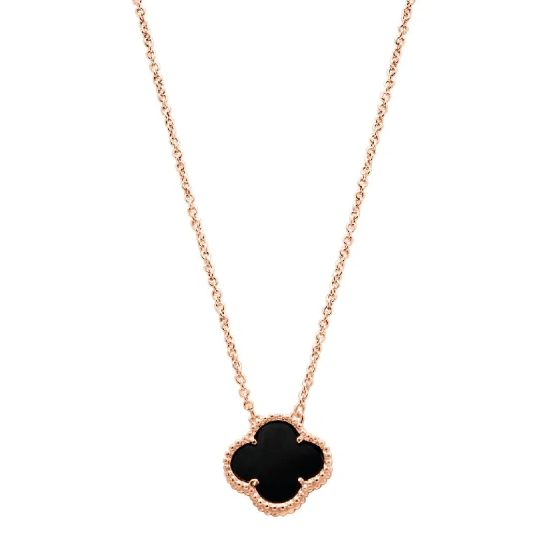 turquoise necklaces for women -14k Gold Plated Black Flower Necklace