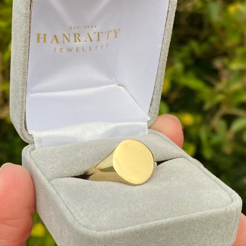 gold statement rings -Plain Signet Ring - 9ct Gold