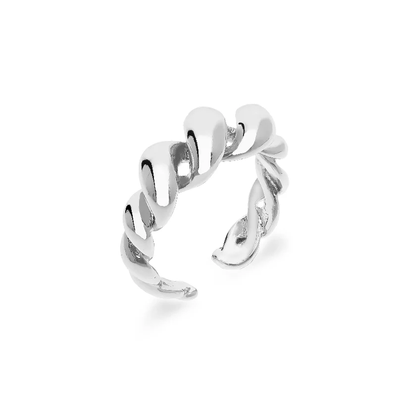 classic rings for women -Pretzel bold ring silver