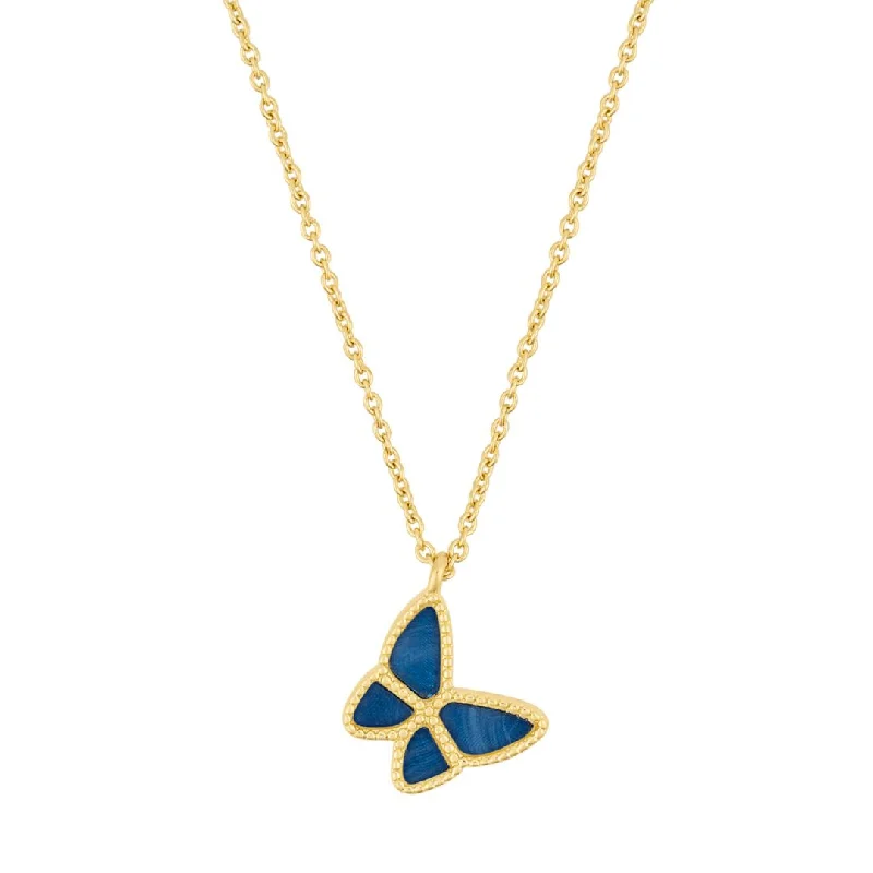 fashionable necklaces for women -14k Gold Plated Blue Butterfly Necklace