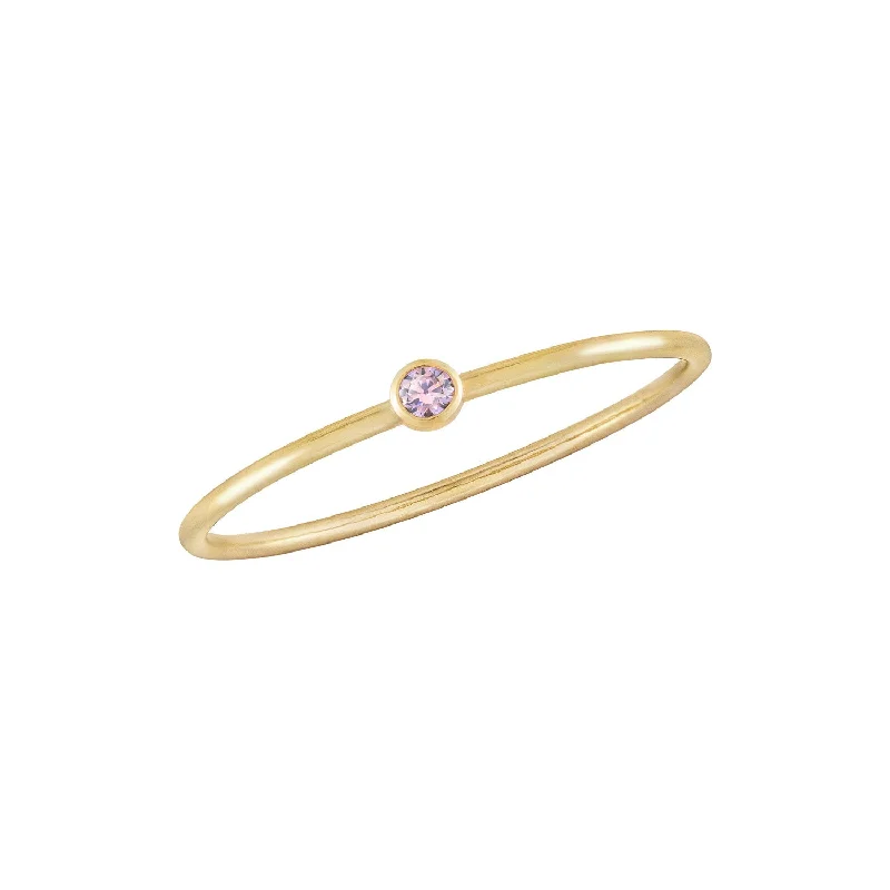 wedding sets with rings -Mini Pink Bezel Ring