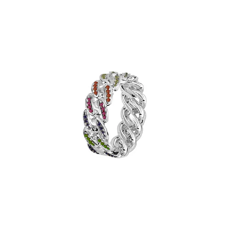 wedding bands for women -THE RAINBOW CUBAN LINK RING