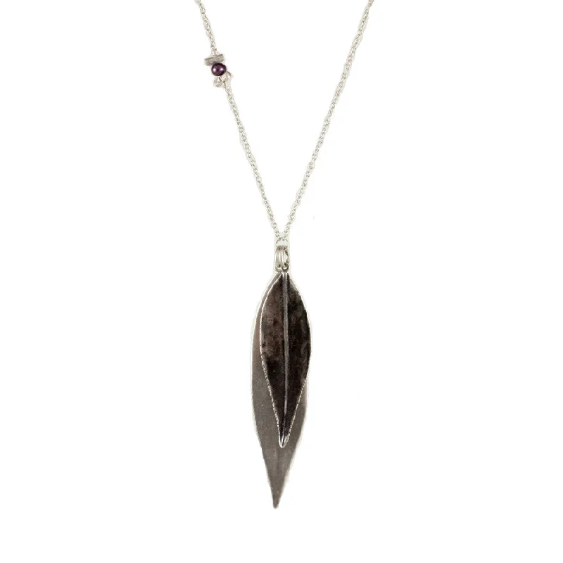 bridal necklaces for women -Oxidized Double Leaf Necklace