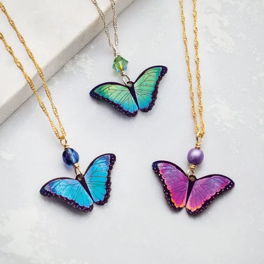 layered gemstone necklaces for women -Bindi Butterfly Pendant Necklace