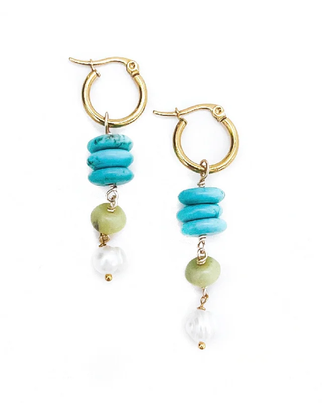 bold stud earrings for women -Cordelia Beaded Charm Hoop Earrings