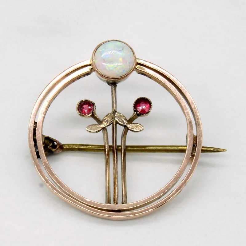 Art Nouveau Opal and Ruby Brooch | 0.6ct, 0.04ct |