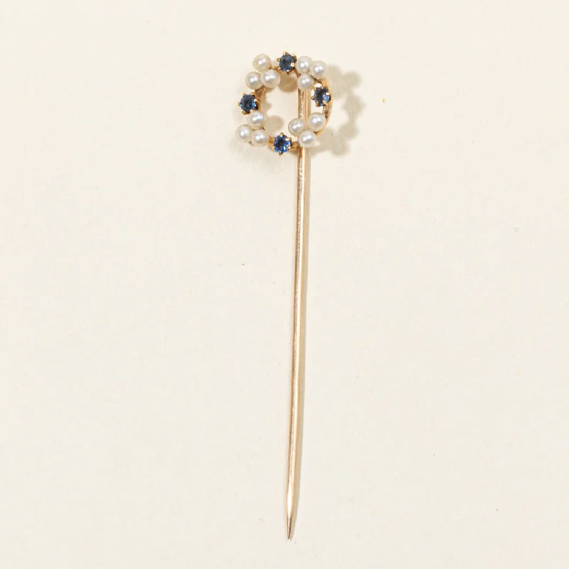 Seed Pearl & Sapphire Pin | 0.04ctw |