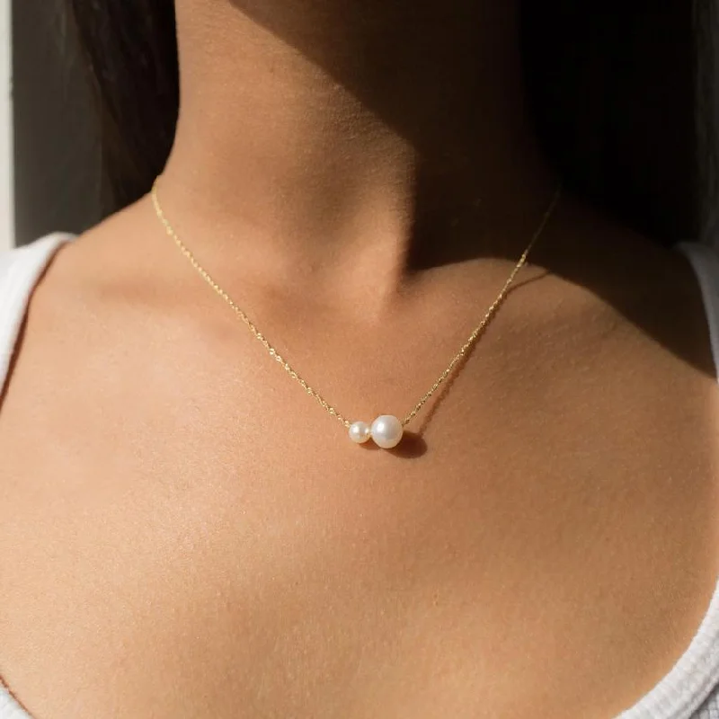 wedding necklaces for women -Double Pearl Necklace