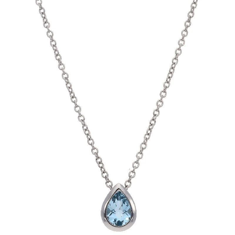 diamond necklaces for women -14K White Gold Aquamarine Necklace