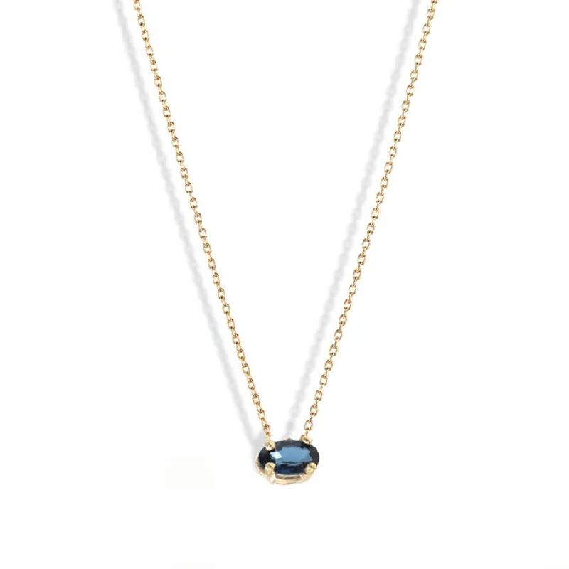 gemstone necklaces for women -Oval Blue Sapphire Necklace