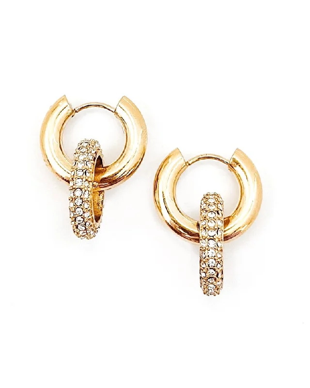 pearl drop earrings for women -Everleigh Crystal Hoop Earrings