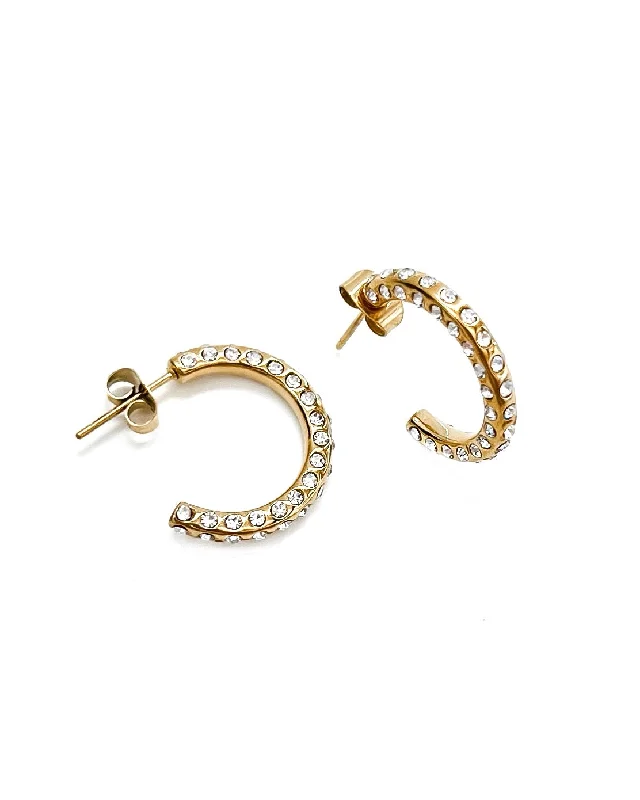 stylish gemstone earrings for women -Esra Crystal Hoop Earrings