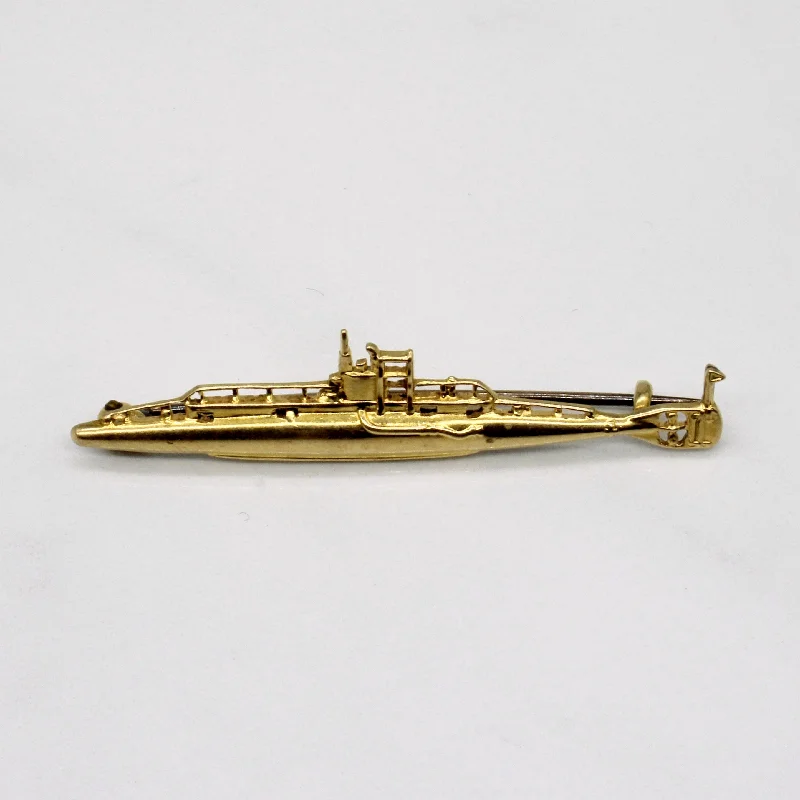 18k Yellow Gold Ship Brooch