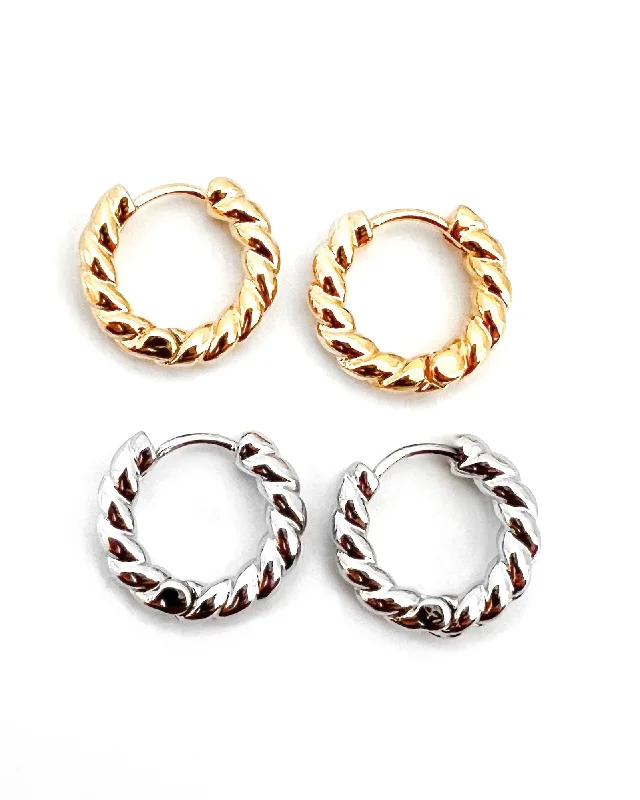 luxurious gold earrings for women -Eunice Twisted Hoop Earrings || Choose Color