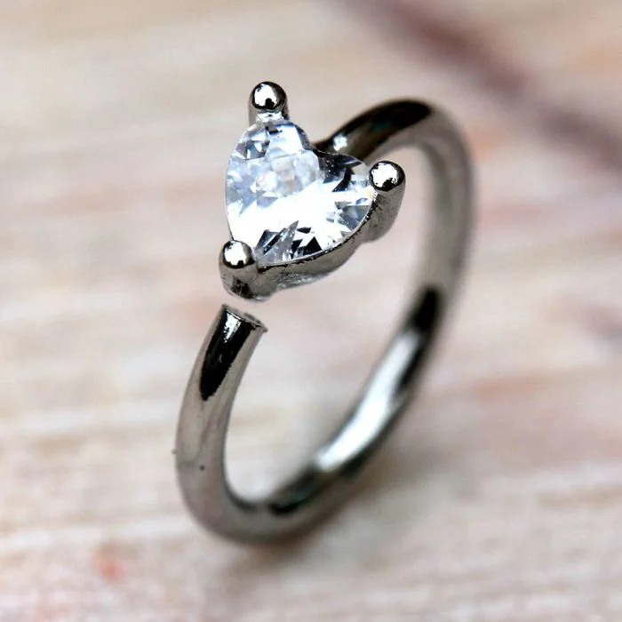 halo engagement rings -Prong Set Heart CZ Seamless Ring