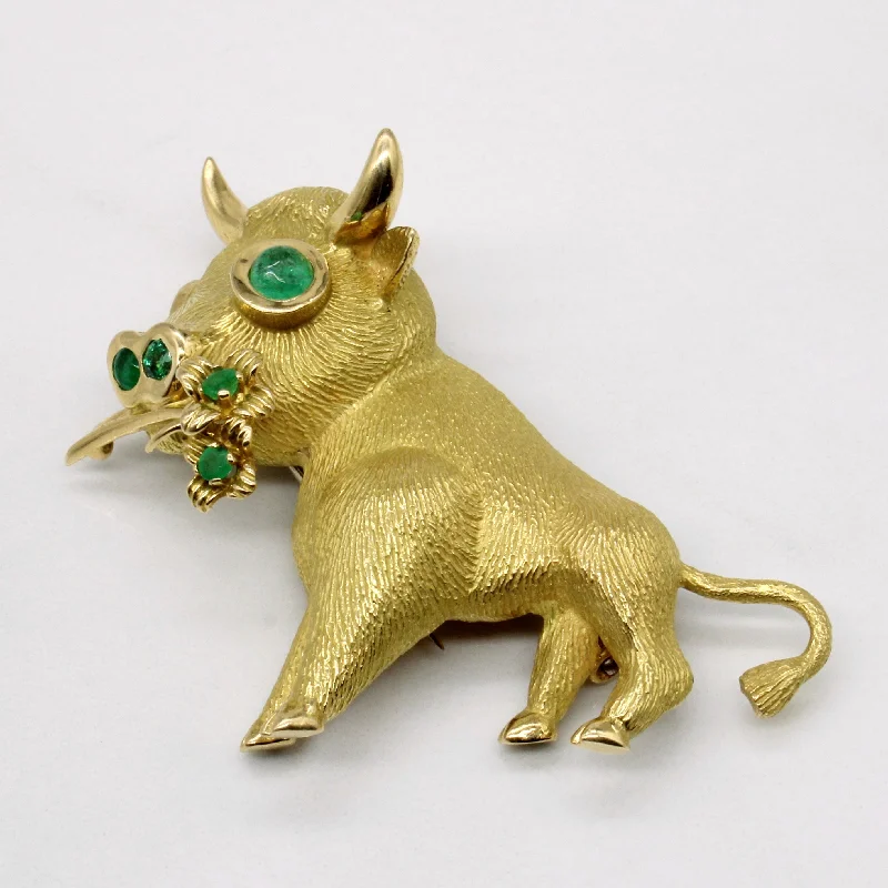 Emerald Bull Brooch | 0.55ctw |