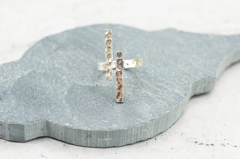 luxury promise rings -Hammered Bar Ring