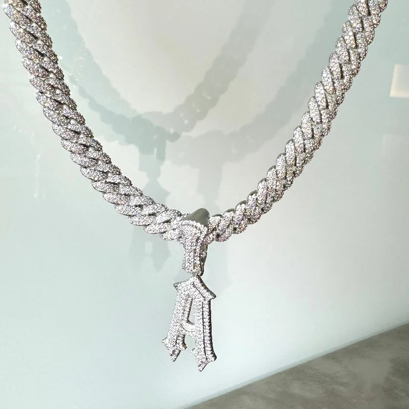 luxury necklaces for women -Silver Initial Cuban Link Necklace