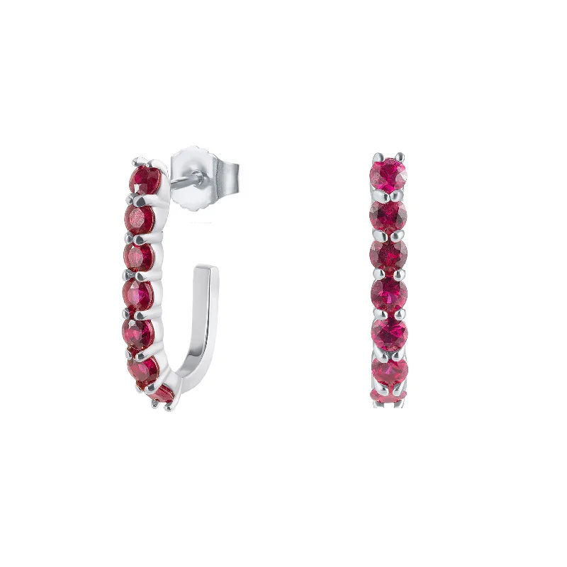 clip-on earrings for women -Ruby Sparkler Pin Earrings