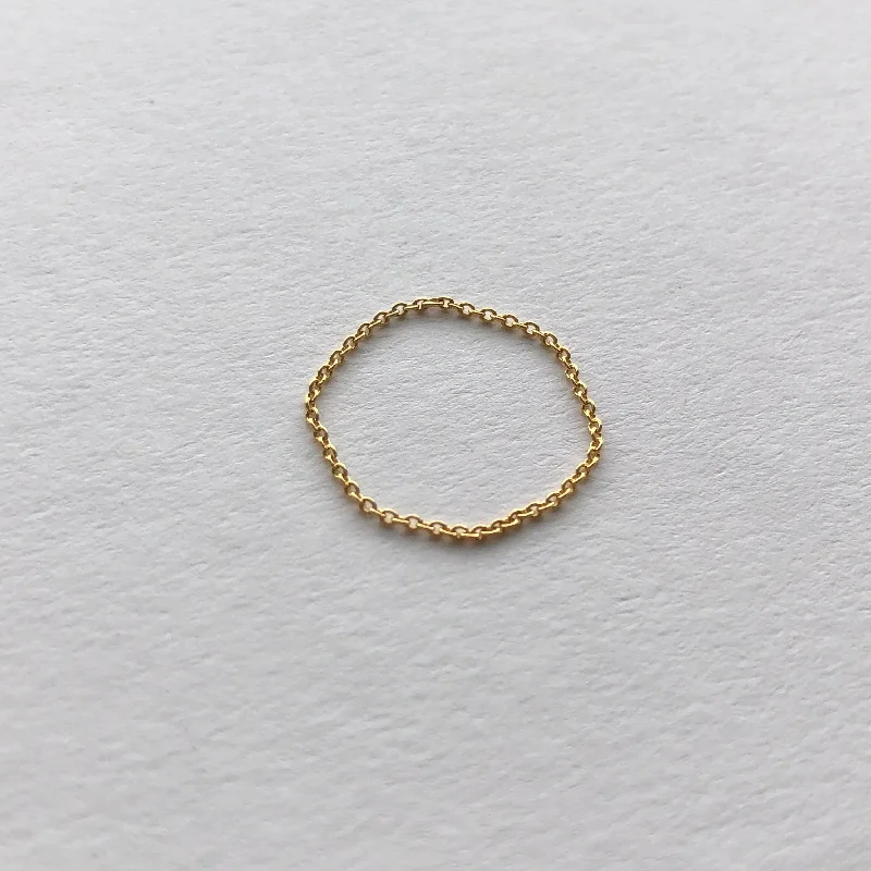 sapphire wedding rings -Barely There Second Skin Chain Ring, Solid 18k Gold