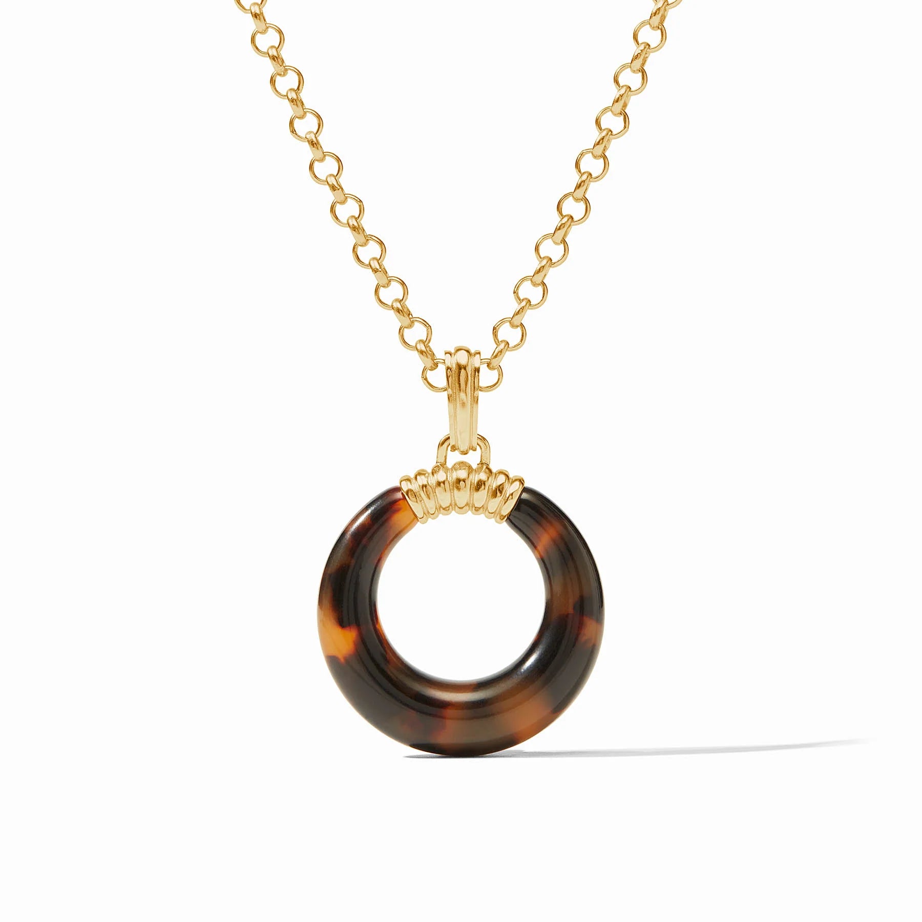 wedding chain necklaces for women -Julie Vos Madison Tortoiseshell Statement Pendant 36" 24K Gilded Gold Necklace