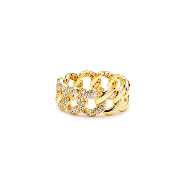 promise rings for her -THE HALF STONE CUBAN LINK RING