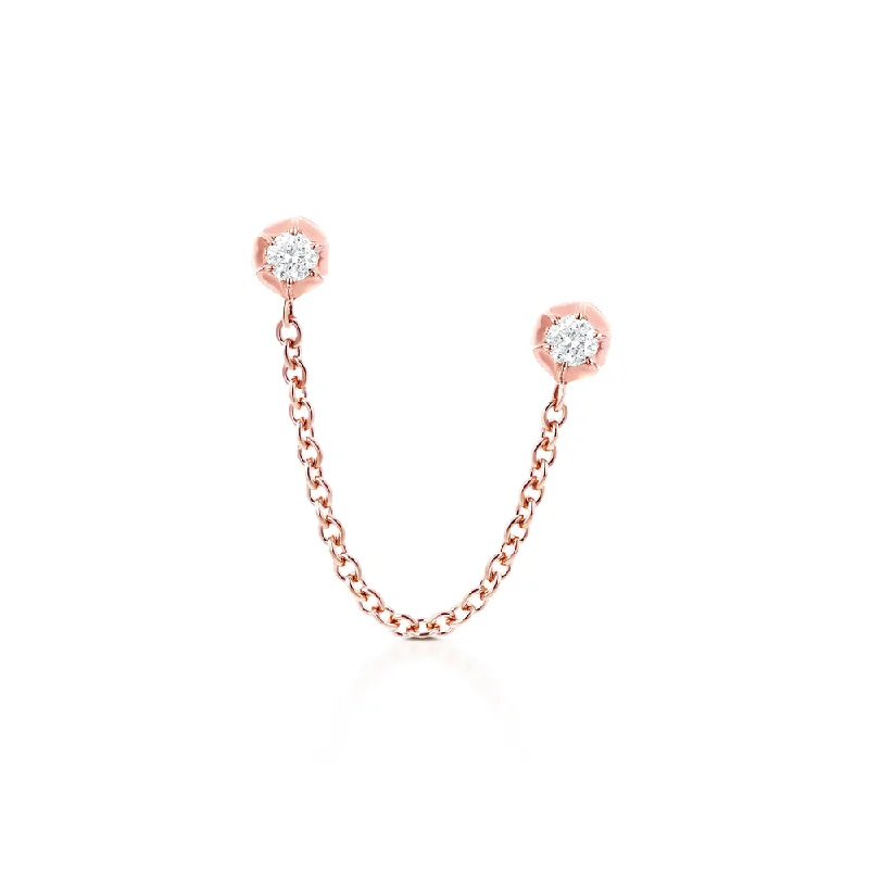 trendy drop earrings for women -Rosebud Ear Chain