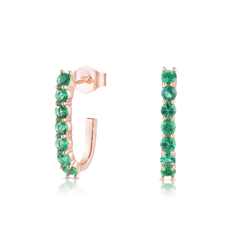 luxury drop earrings for women -Green Emerald Sparkler Pin Earrings