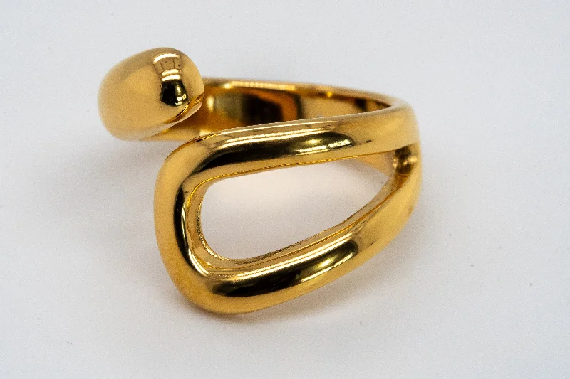 vintage rings for women -Twist Open Ring - RI127506G