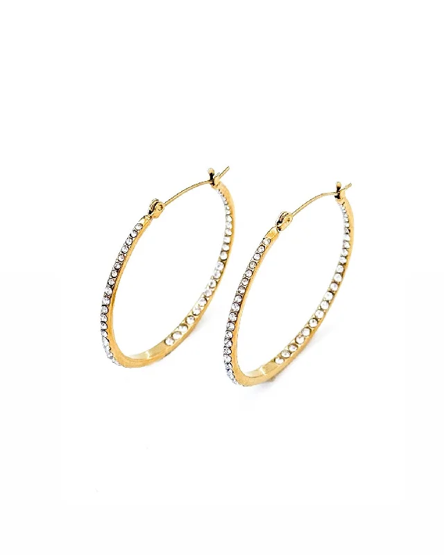 luxury earrings for women -Echo Crystal Hoop Earrings || Choose Size